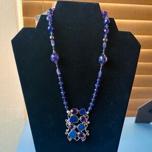 Elegant Purple and Blue Gemstone Necklace